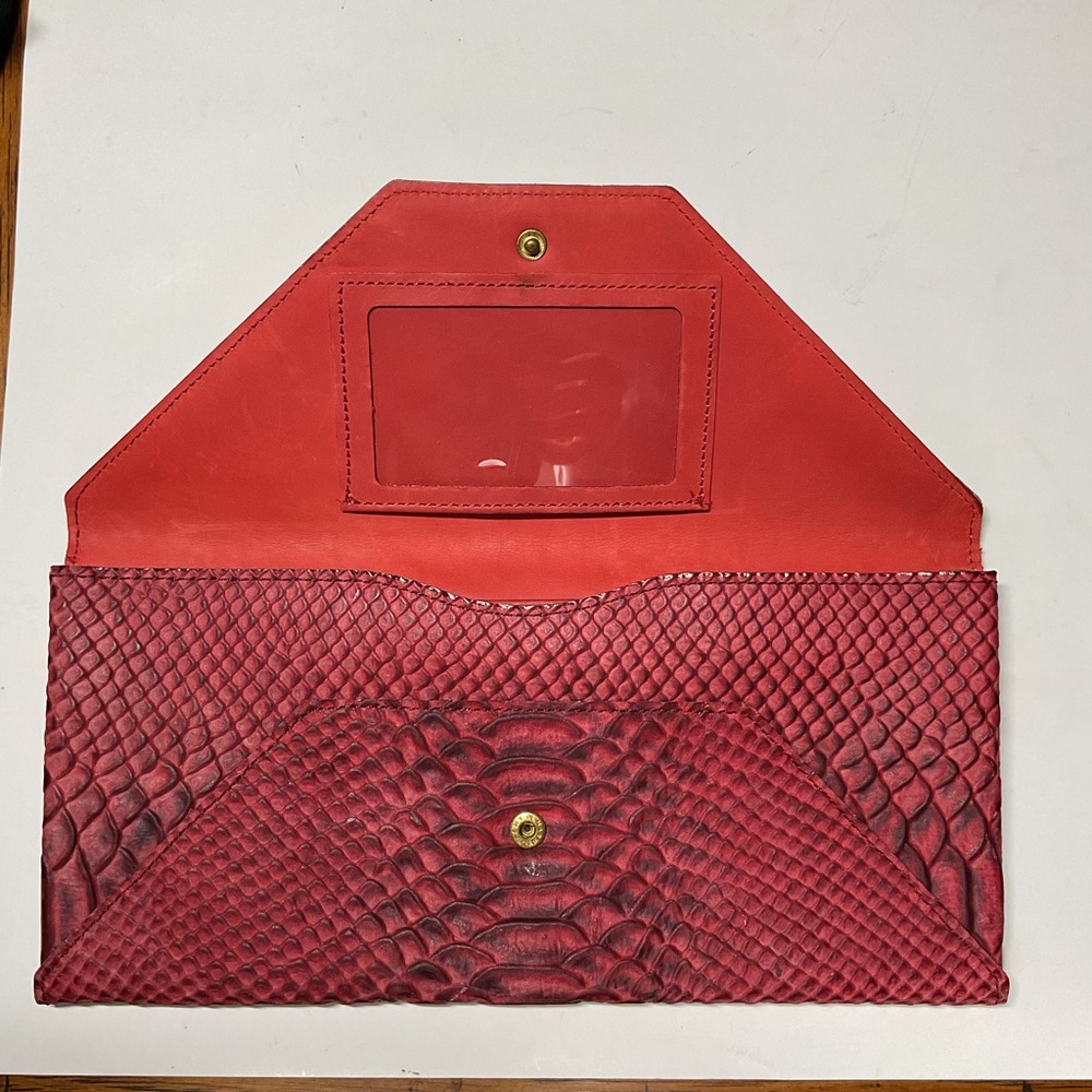Red Crocodile Pattern Clutch
